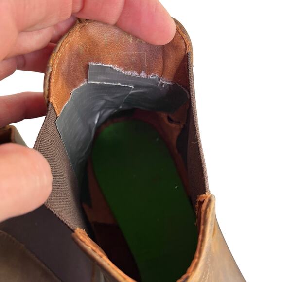 Patina Chelsea Boots Mens 10.5 Brown Leather Handcrafted Suede Slip On Lug Sole - Picture 9 of 10